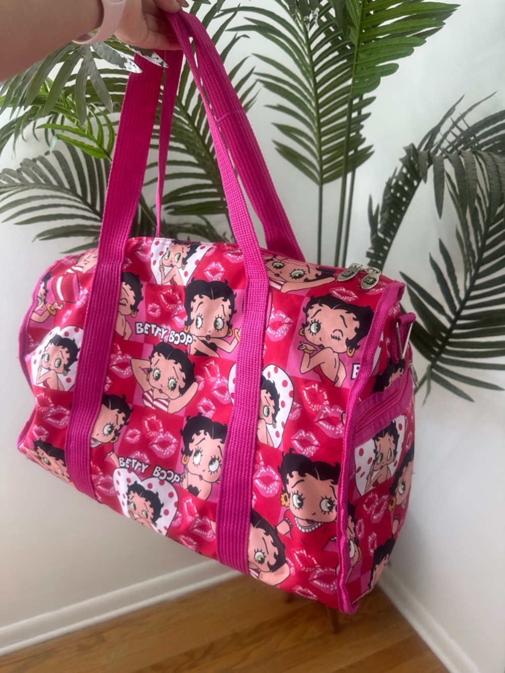 Betty Boop Hot Pink Printed Travel Duffle